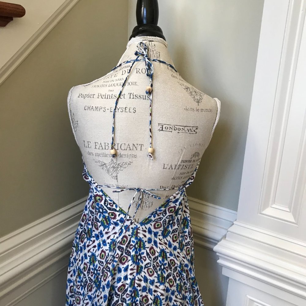 Roberta Roller Rabbit Marble Lois Maxi Dress Womens Small Blue V-Neck Sleeveless - Picture 13 of 14